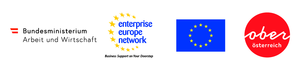 Logos: Bundesministerium Arbeit und Wirtschaft, Enterprise Europe Network, Europäische Union, Land Oberösterreich