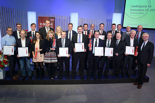 Gruppenfoto der Preisträger des Landespreises für Innovation 2017