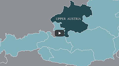 Landkarte von Österreich mit farblicher Hervorhebung von Oberösterreich