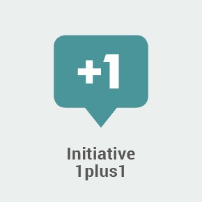 Logo Initiative 1plus1 - "+1" in Sprechblase