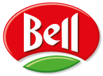 Logo Bell Food Group: oben rot mit weißer Schrift "Bell", unten grün